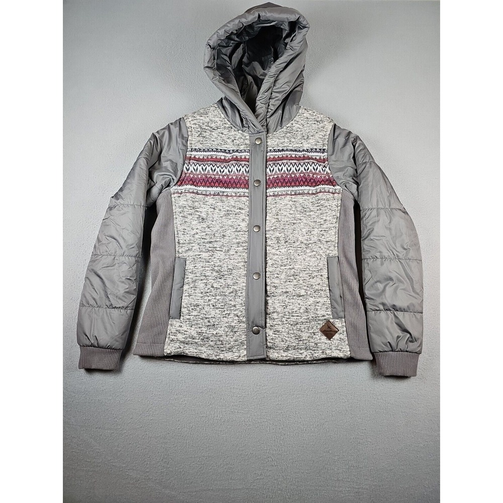Eddie Bauer Womens Knit Puffer Jacket Snap Front Size M Medium Insulated